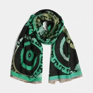 Black & Bluish Green Oblong Scarf